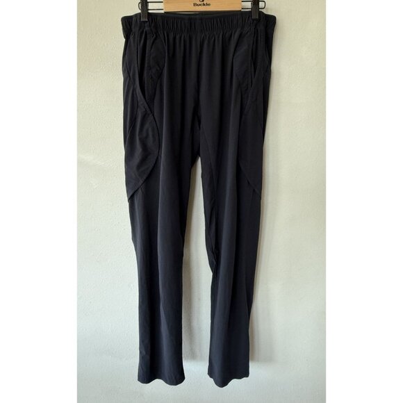 Paskho Pants Mens Large L Black Casual Flight Travel Comfort Stretch Pull On - Picture 1 of 4